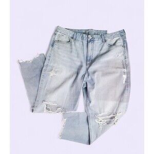 💥 NWT 💥 American Eagle Curvy Mom Jeans Size 20 35W Strigid Light Destroy Wash